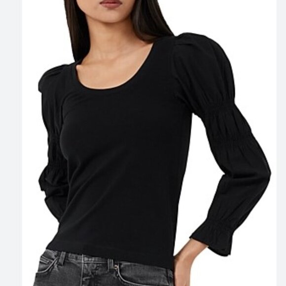 French Connection Juliet Sleeve Top Black Size Small – MSRP $48 - Picture 1 of 5